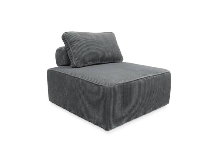 Sessel ohne Armlehne mit grauem Cordbezug für ein modulares Sofa