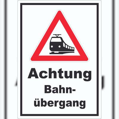 HB-Druck Aufkleber Achtung Bahnübergang A9 (37x52mm)