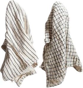 Storied Home Blue & White Cotton Tea Towel (Set of 2 Patterns)