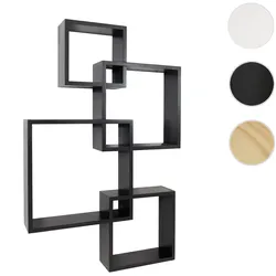 Wandregal HWC-P23, Schweberegal Wanddekoration Hängeregal Würfelregal Designregal, 4 Regale FSC® ~ schwarz