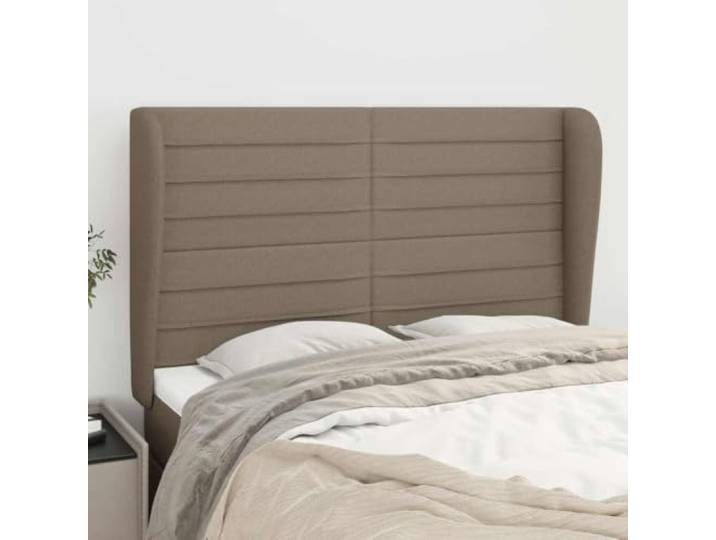 LPERTGFHU Kopfteil mit Ohren, Polsterbett Aufsatz, Stoff Taupe 147x23 cm Höhenverstellbar, Inklusive Holzbeine, Modernes Design, Komfortabler Halt