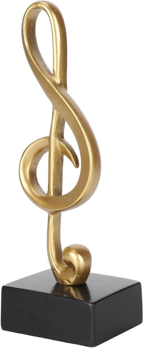 Allecta Gouden Muzieknoot Standbeeld Sculptuur met Voet voor Tafeldecoratie