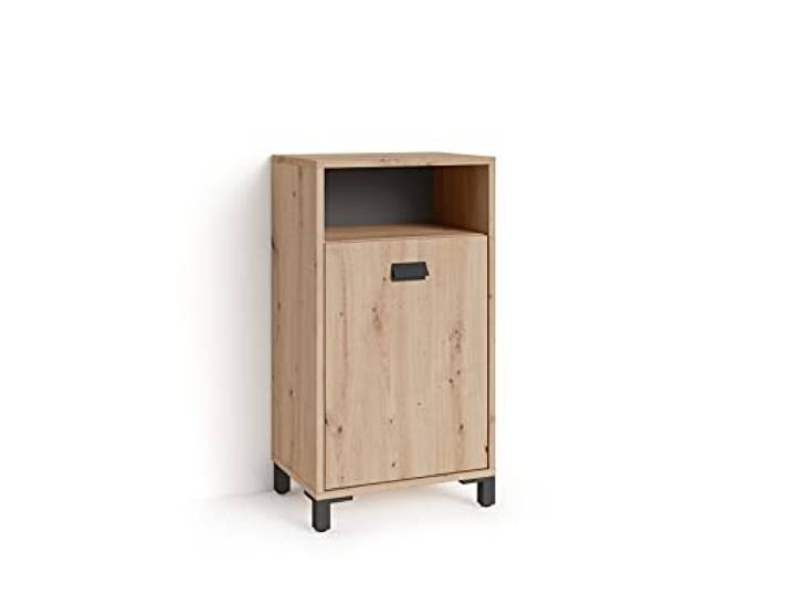 byLIVING Bad-Seitenschrank Wellness/Bad-Kommode Artisan Eiche Optik hell-braun/Griff Metall schwarz/Bad-Schrank mit 1 Tür und 1 offenes Fach/B 42, H 77,5, T 31 cm