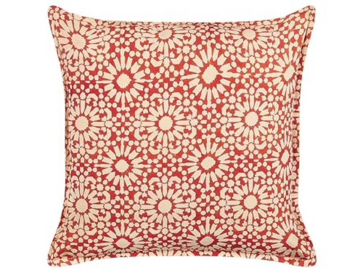 Beliani Dekokissen Rot Baumwolle 45 x 45 cm mit Füllung Geometrisches Stoff, 100% Baumwolle, Polyester-Füllung, Geometrisches Muster, Handgefertigt, Quadratisch