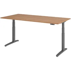 bümö elektrisch höhenverstellbarer Schreibtisch 200x100 cm in Nussbaum, Gestell in graphit - Designer Bürotisch mit Memoryfunktion, elektrischer