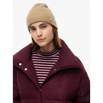 Beanie TOMMY HILFIGER "CASHMERE BEANIE", Damen, horseradish, Strick, Kaschmir, unifarben, Mützen Beanie, Regular fit mit Markenlogoemblem