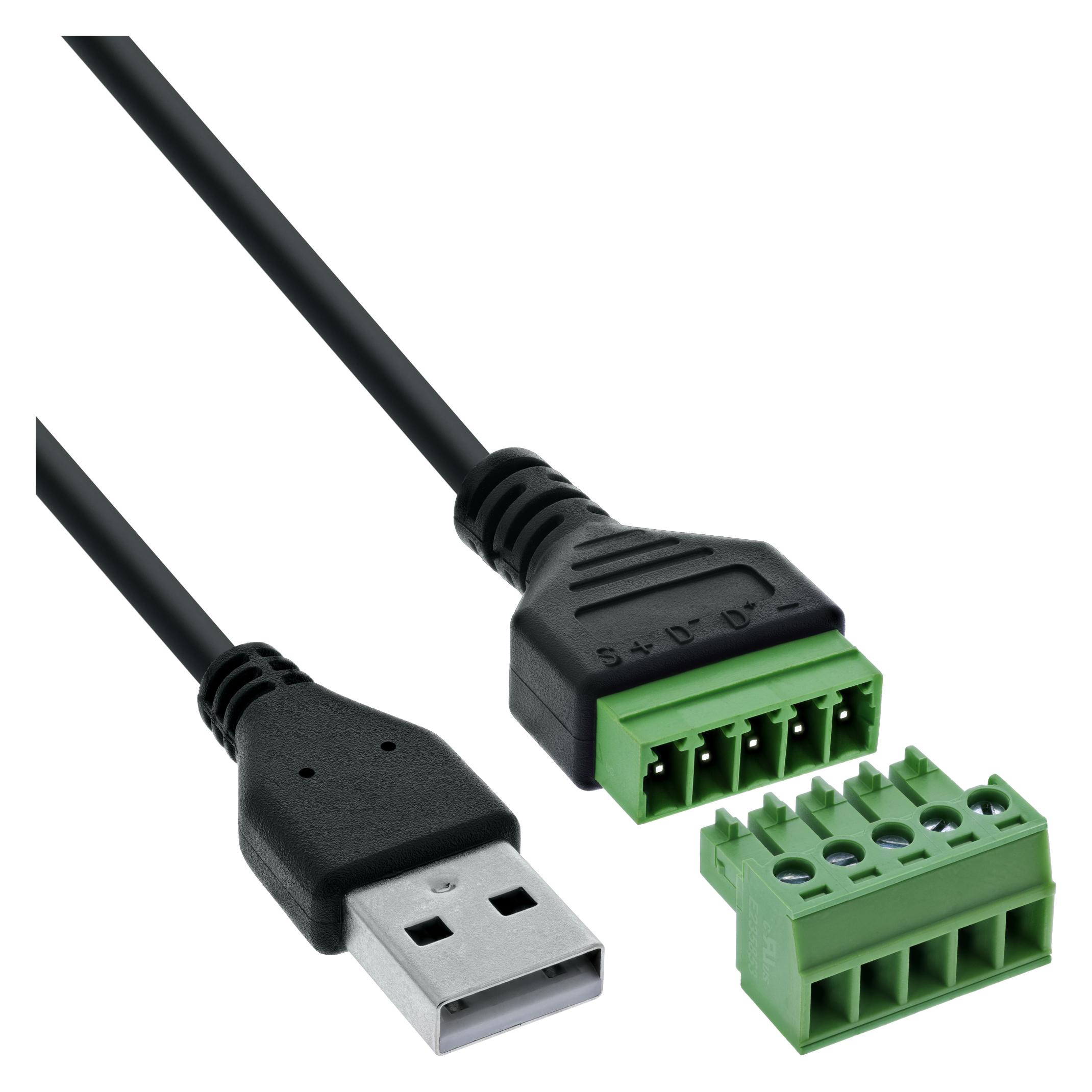 InLine USB-A Stecker an Terminalblock (USB 2.0) (92504G)
