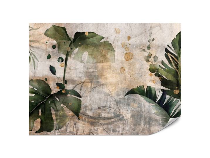 FOTOTAPETE für Schlafzimmer Tropisch Monstera Aquarell Retro 200x140