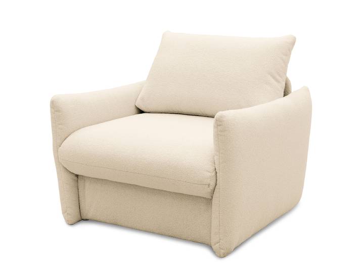 Schlafsessel Genta Weiß/Beige Bouclé Stoff Nola 105 x 95 x 100cm