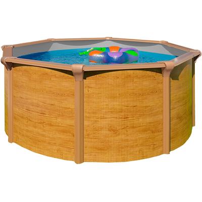 Rundpool KWAD "Green line Evolution", grau (wood, innenfarbe: grau), H:132cm Ø:550cm, Schwimmbecken, Rundpool, 5,5x1,32 wood Folie in blau, sand oder grau erhältlich