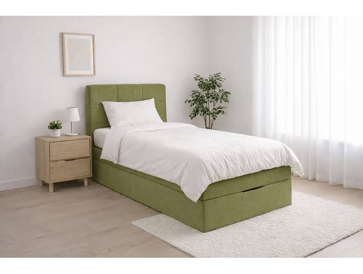 Boxspringbett mit Bettkasten 120 x 200cm Microfaser Wiam Grün Pinie