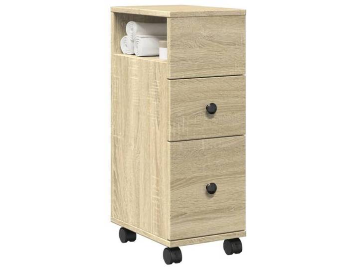 Meuble étroit de salle de bain à roulettes chêne sonoma rangement de salle de bain étroite rangement de salle de 855234