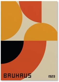 Uplift Picks Abstract Bauhaus Wall Art Orange Geometric Canvas Poster Decor 07 50x75 Cm no Frame