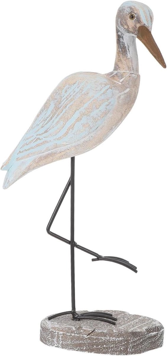 Houten Vogelbeeldje Zeemeeuw Meerkleurig Decoratie Hoogte: 31 cm