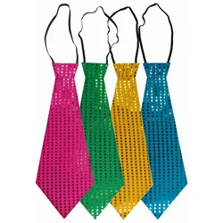 6x Glitzer-Krawatte in verschiedenen Farben 42cm