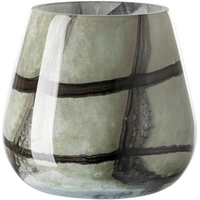 Tischvase FINK "MARLY", grün (hellgrün, schwarz), H:17cm Ø:18,5cm, Glas, Vasen, Dekovase, Blumenvase, Windlicht, Vase aus Glas