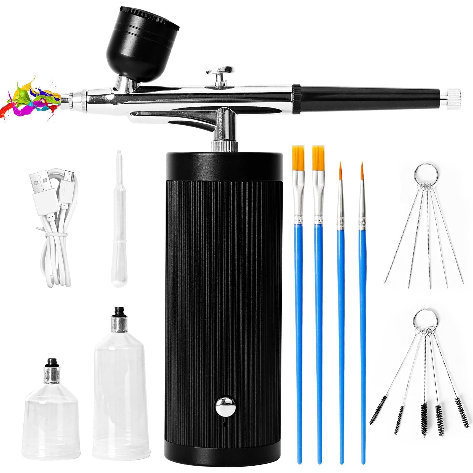 Selius Airbrushset met Compressor en Draadloos Airbrushpistool voor Taartdecoratie met Reinigingsborstelset