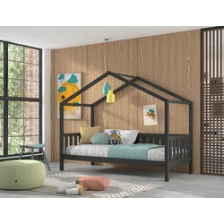 Hausbett DALLAS Anthrazit ca. 90x200 cm Echtholz