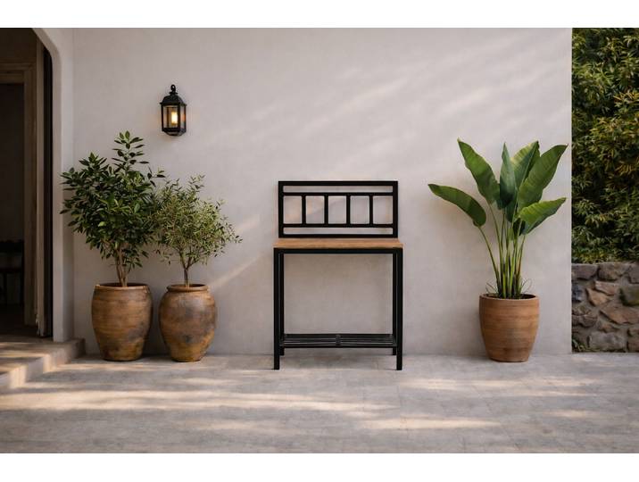 Ablagetisch Jana – Outdoor-Küchenmodul mit Teakholz-Arbeitsfläche - Luxusbetten24