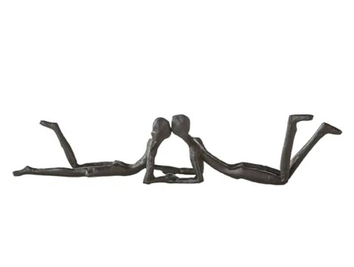Casablanca Skulptur Loving, Deko Figur Braun, Metall Statue Wohnzimmer, Büro Dekoration H. 6 cm x B. 30 cm - Moderne Skulpturen, Metallfiguren, Liebe u. Couple Hochzeit
