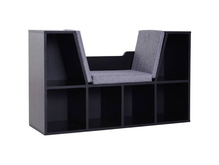 Banc bibliothèque MATARO noir et gris