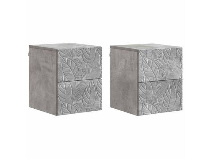Tmriohed Nachttisch Wandmontiert 2er Set Betongrau 34,5x33x40 cm Platzsparende Schwebende Nachtkommode mit 2 Schubladen für Ihr Schlafzimmer aus robustem Holzwerkstoff.