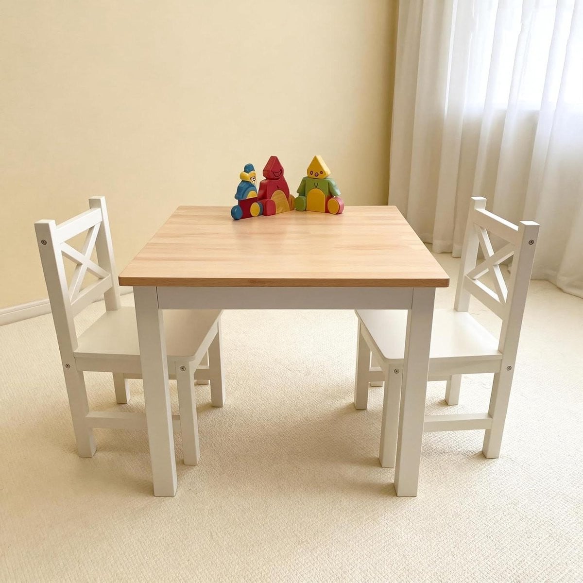 Wit kindertafel met stoelen voor creatief spelen, Hoogte: 48,3 cm