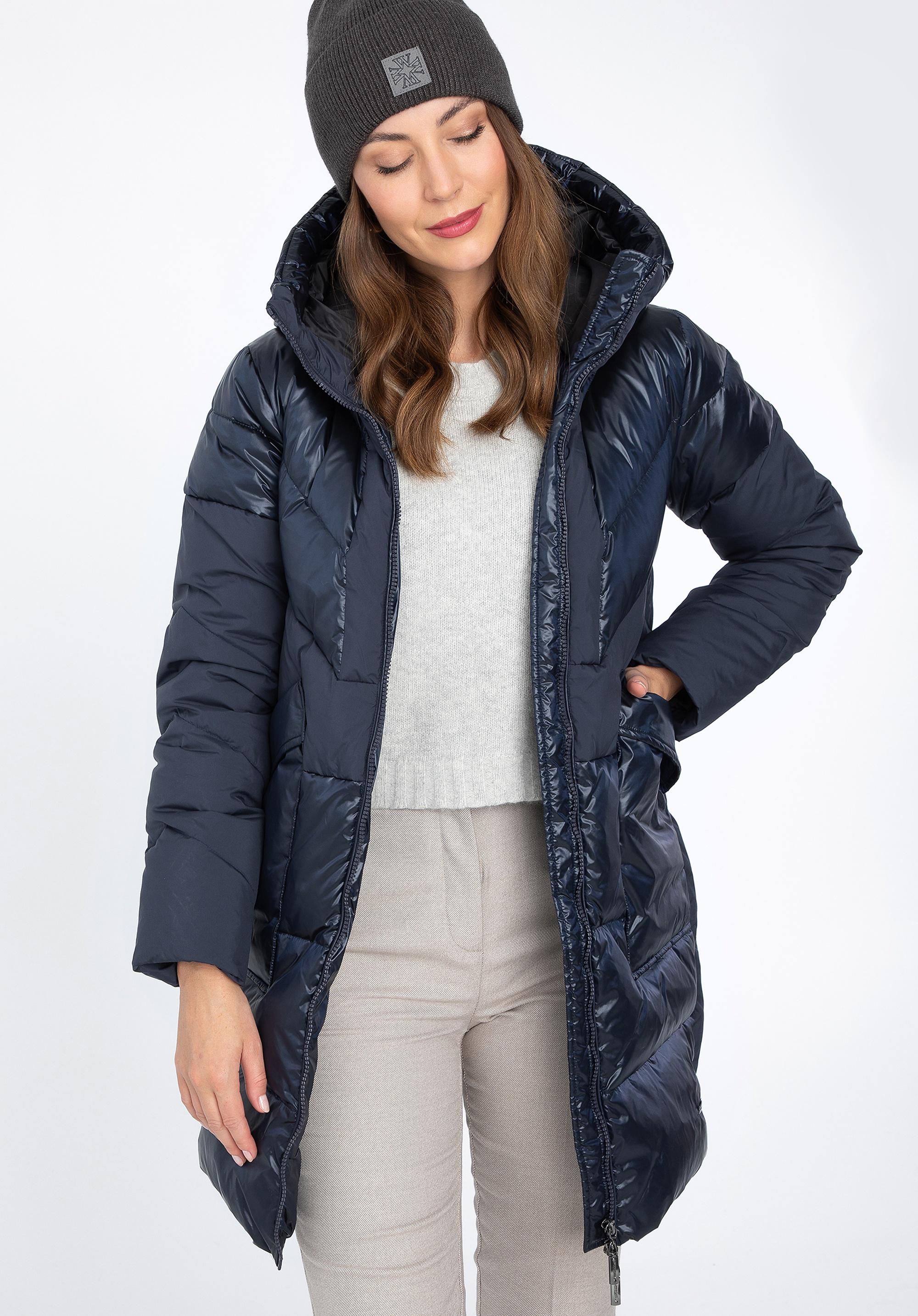 Wittchen Damen-Daunenmantel aus Materialmix mit Kapuze, Marineblau