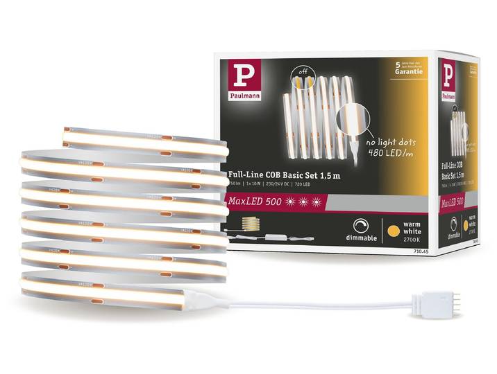 Paulmann MaxLED 500 : Kit de base pour ruban LED COB\, lumière blanche chaude