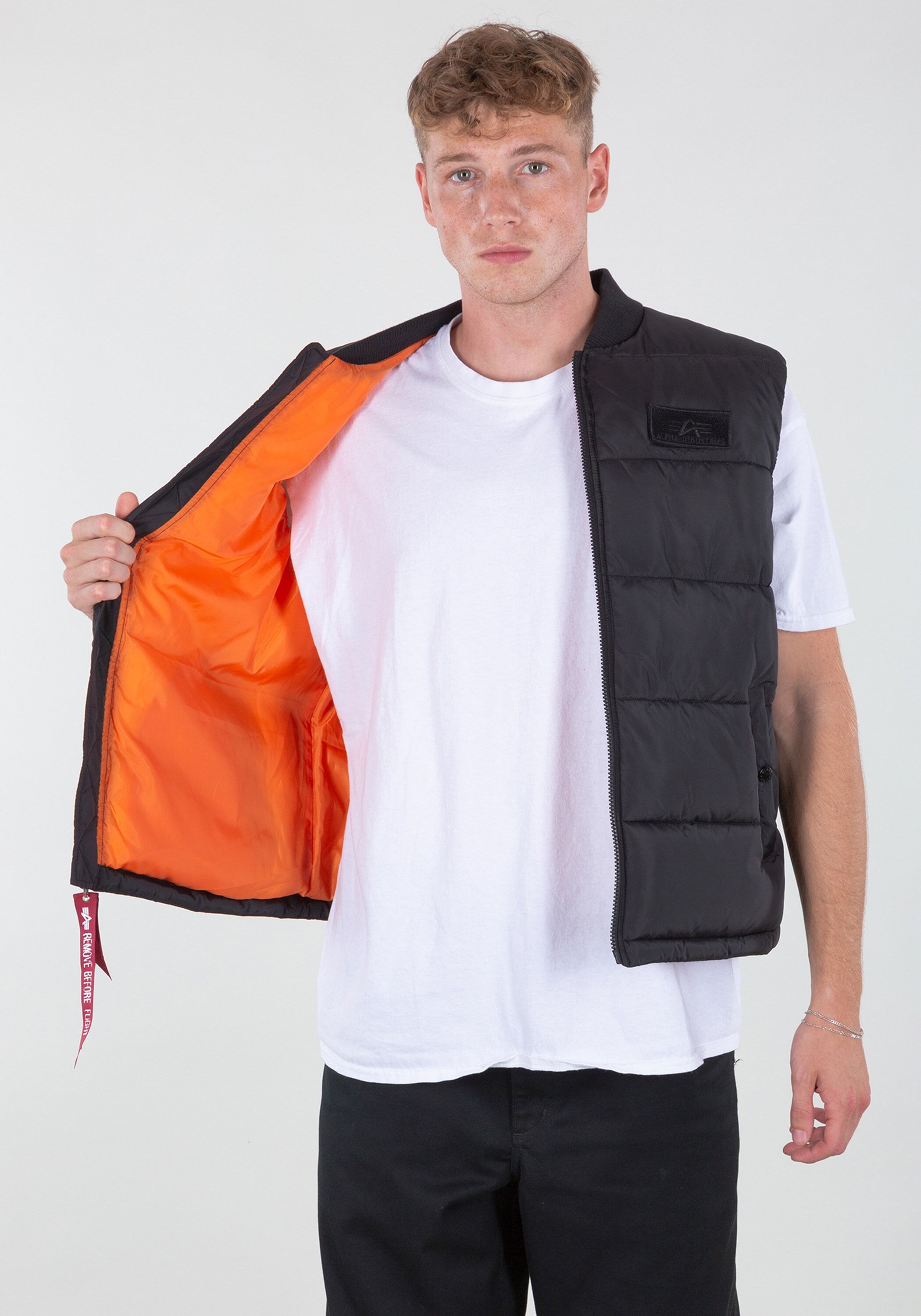 Funktionsweste ALPHA INDUSTRIES "Puffer Slim Vest", Herren, Gr. M, schwarz, Obermaterial: 100% Polyester. Futter: 100% Polyester. Füllung: 100% Polyester, Westen Funktionsweste