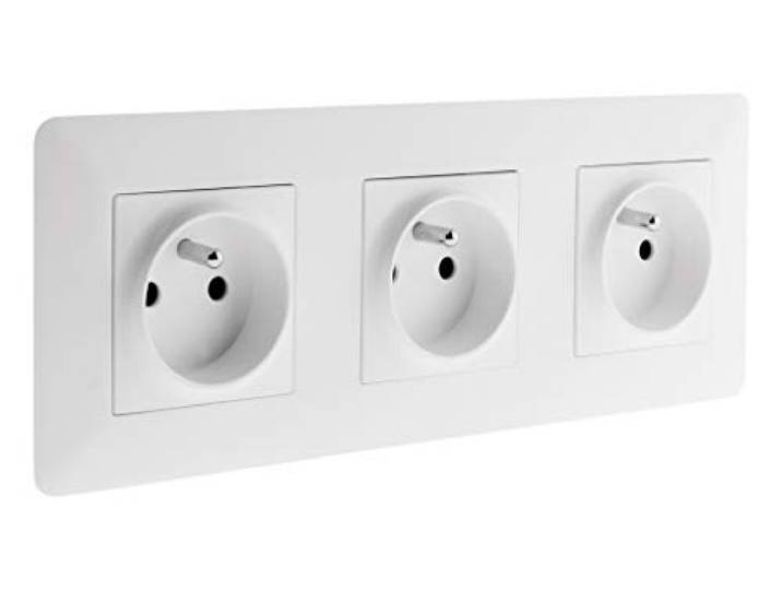 Zenitech Prise Électrique Murale 2P+T 16A Encastrable Blanc Bornes Automatiques\, Câblage sans Vis\, Façade Réglable au Millimètre\, Support Clipsable\, Puissance 3680W\, Maison et Bureau