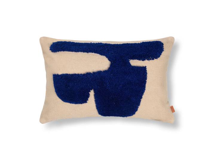 Ferm Living Coussin rectangulaire Lay 40x60 cm Sable / Bleu vif