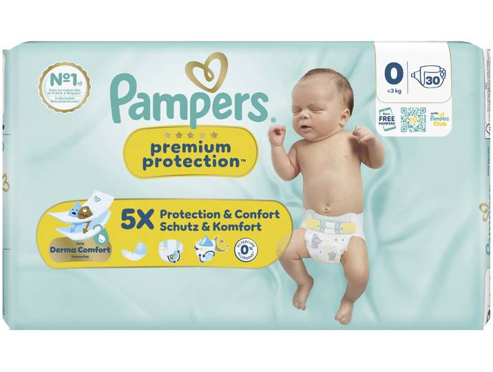 Pampers Premium Protection New Baby Windeln Grösse 0 Micro 3kg Single Pack 30 Stück