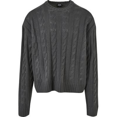 Sweater URBAN CLASSICS "Urban Classics Herren Boxy Sweater", Herren, Gr. 3XL, schwarzshadow, 100% Polyacryl, unifarben, Rundhals, Sweatshirts Sweater