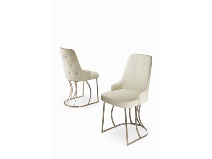 Modern Chair Set (4 Pieces), Cream & Chrome, 44 x 46 x 98 cm 100% Metal with 18 DNS Foam Back & 22 DNS Foam Seat Stylish for Home & Hotel