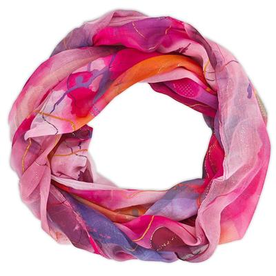 Loop STYLEBREAKER "Loop Aquarell Glow Metallic Akzente", Damen, pink (pink, violett, orange), Obermaterial: 100% Viskose CV., Modisch, Modetücher Loop