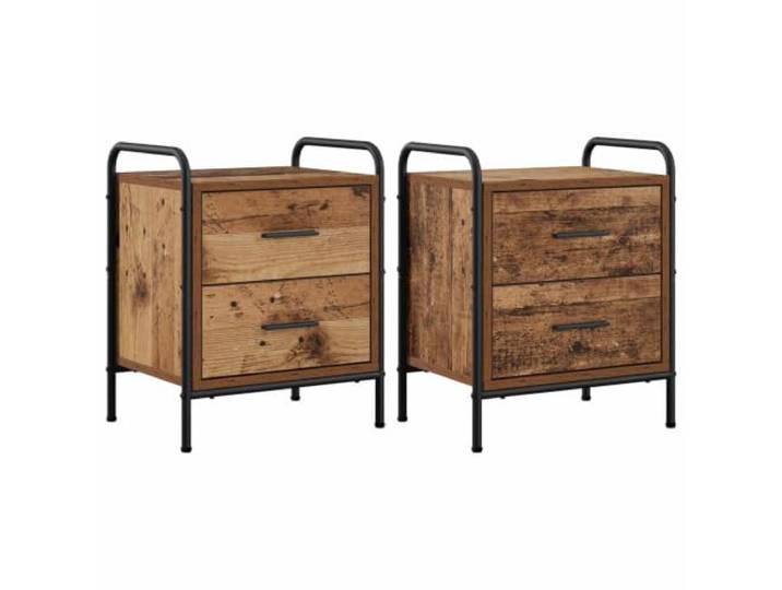 vidaXL Nachttisch 2 Stk. Eichenholz 40 x 30 x 50 cm Holzwerkstoff Verzinkter Stahlrahmen und Holzwerkstoff sorgen für zusätzliche Stabilität, Ideal nicht nur für das Schlafzimmer, Zwei