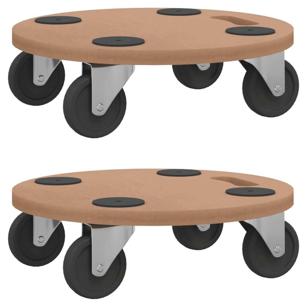 vidaXL Rollende werkbladen, 2 stuks, rond, van houtvezel