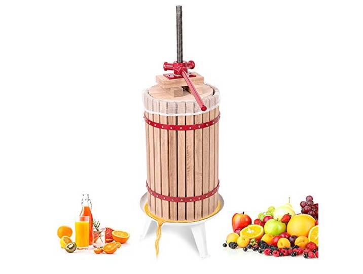 AufuN Obstpresse Weinpresse aus Buchenholz Manuell Fruchtpresse 30L Maischepresse Eiche Entsafter Saftpresse inklusive Handhaben und Presstuch Apfelpresse - 30L