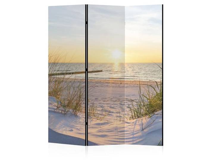 LUMASOUL Paravent Raumteiler Innen einseitig bedruckt 135x172 cm Meer Natur 3 teilig Dekorativ, Shoji-Stil, faltbar, freistehend, als Sichtschutz für Wohnräume Strand