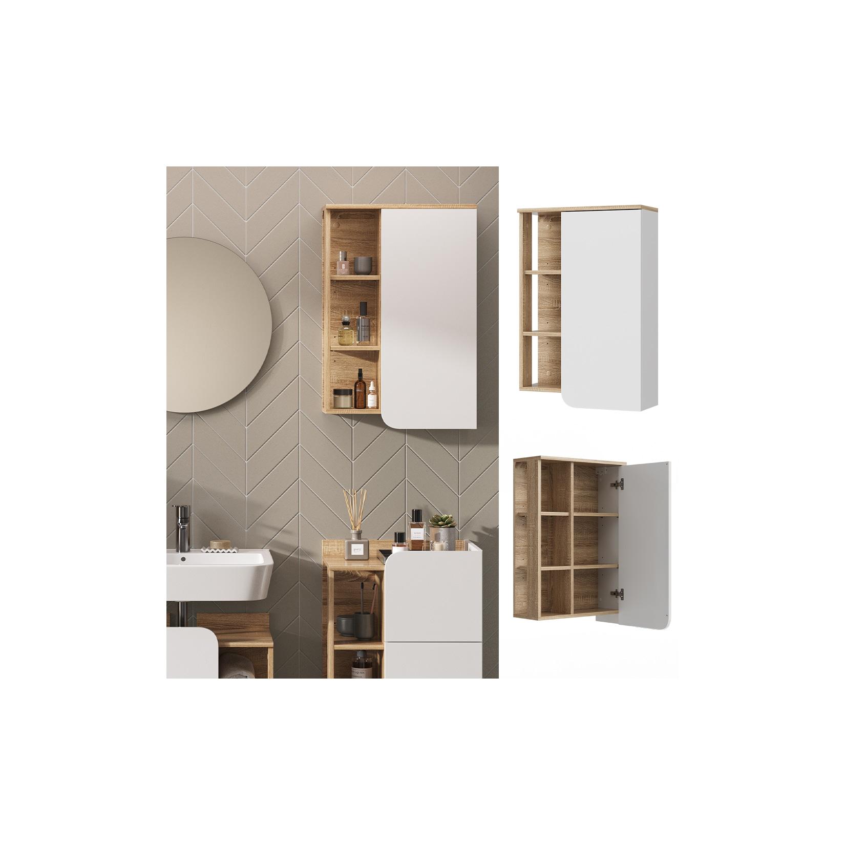 Vicco Hängeschrank Karen 50 x 75 cm, Sonoma Weiß, Badschrank, schmal, Badezimmer, modern