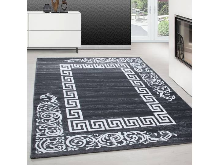 Teppium Tapis de Salon Design Méandres Gris 80x300 cm Moderne Tapis Moelleux