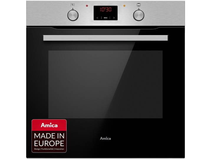 Amica Backofen ABE 9430 E, mit Teleskopauszug nachrüstbar, Steam Clean, Großer Garraum, klare Sicht und einfache Reinigung für ruhiges Backen