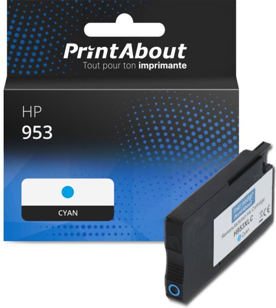 PrintAbout Cartouche compatible HP 953 (F6U12AE) - Cyan Cyan