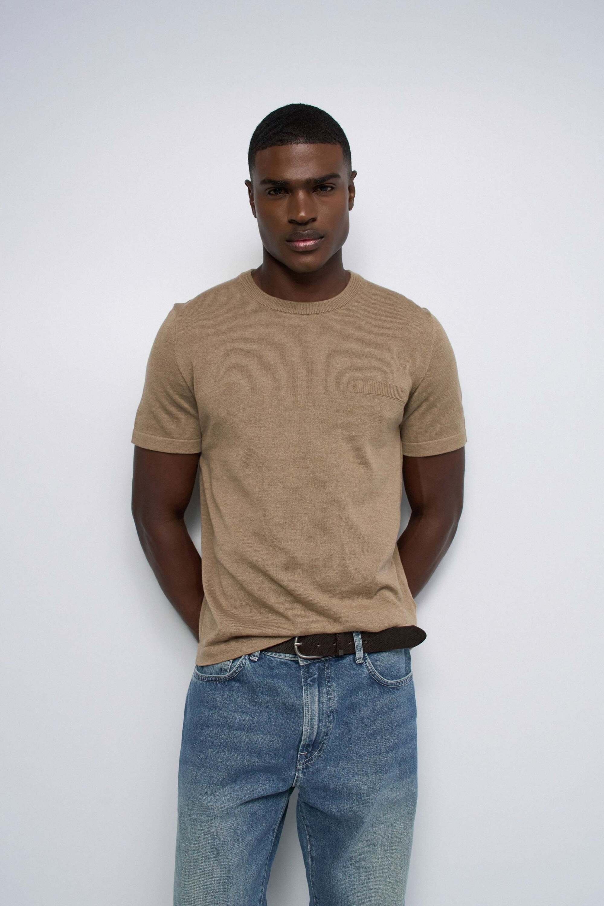 Strickpullover SALSA "Salsa Jeans Pullover Chest Pocket", Herren, Gr. XL, braun (beige), Obermaterial: 85% Polyester PES. 15% Baumwolle CO., Pullover Strickpullover beige XL