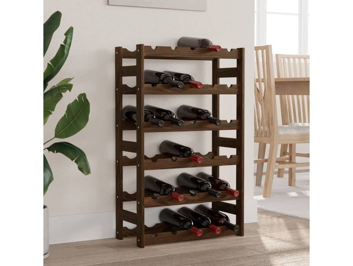 vidaXL Weinregal für 30 Flaschen Braun Massivholz Kiefer