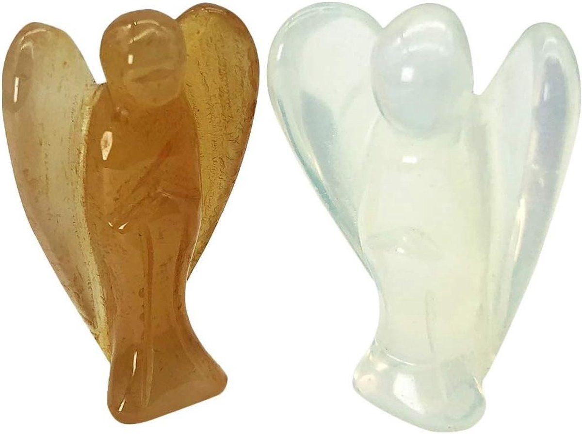 Uniek handgesneden Kristallen Beschermengel Beeldje voor decoratie en ontspanning, 4.5 cm