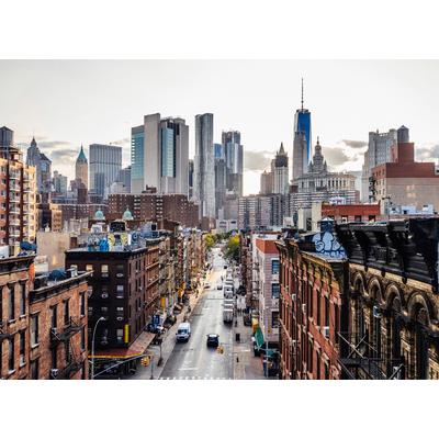 Fototapete LIVING WALLS "Designwalls New York Views 1", bunt (bunt, grau, braun), B:3,5m L:2,55m, Vlies, Tapeten, Vlies, Wand, Schräge, Decke
