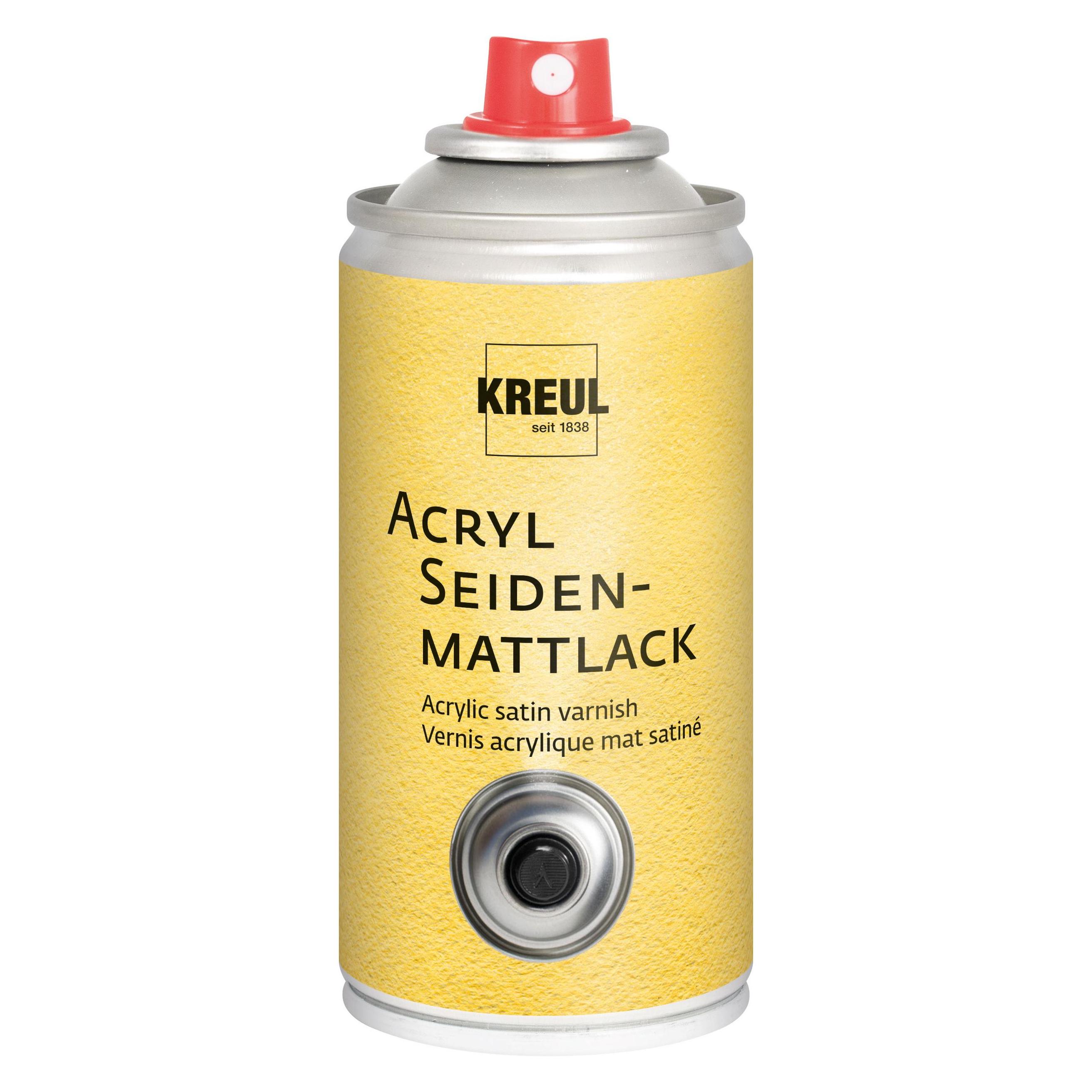 Kreul 830150 - Seidenmattlack auf Acrylbasis, 150 ml Sprühdose, farblos, nicht gilbend, universell e (150 ml) (33649012)