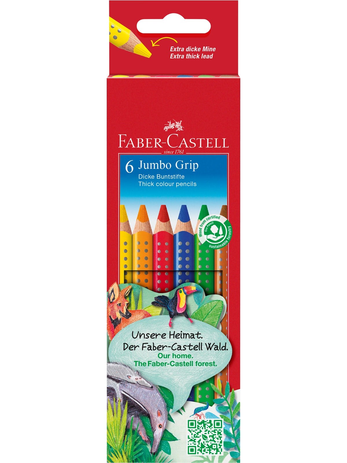 Faber-Castell Buntstift Jumbo Grip 6er-Kartonetui